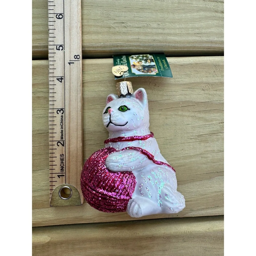 Vintage Playful Kitten Old World Christmas Glass Blown Ornament Cat Merck Family